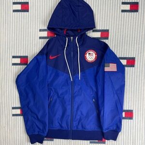Nike Blue Windbreaker Jacket with Red Accents